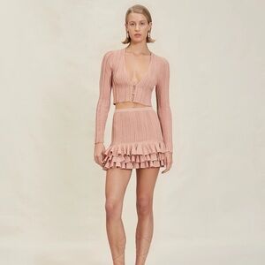 DEVON WINDSOR Blush Ruffled Mini Skirt